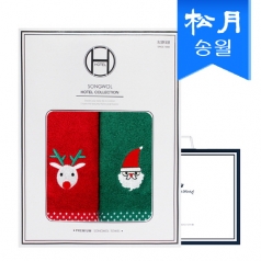 [ 송월타올 ] 크리스마스 프렌즈 2매 선물 세트 + 쇼핑백 s