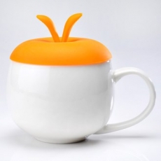 퓨리 화이트 실리콘 뚜껑 머그 오렌지 290ml (10온스)
