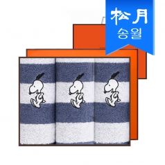 [송월타올]  스누피 점프 3매 선물세트 (쇼핑백) 기념수건