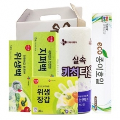 CJ 위생백 (대) , 지퍼백 (대) , 위생장갑, 종이호일, 키친타올 5종 세트