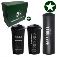 로카 ROKA 군인 군대 스텐레스 블랙 리유저블 컵 텀블러 500ml 해피니스 기프트세트