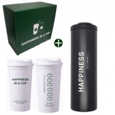 해피니스 스텐레스 리유저블 컵 텀블러 500ml 2종 기프트박스 선물세트