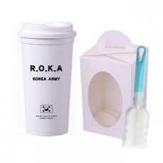 대한민국 군인 로카 ROKA 리유저블 텀블러 17oz 화이트 컬러 세척솔 선물세트