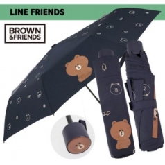 라인프렌즈 브라운패턴 3단 수동 우산 (케이스 포함가)