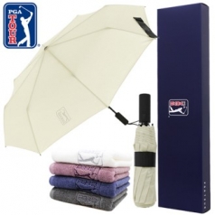 PGA 친환경 그린 3단 60완전자동 우산 +190g호텔타올세트