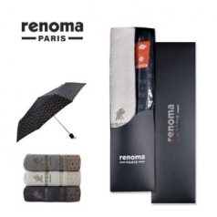 renoma 3단수동 로고플레이+뱀부얀 써클 우산타올 세트