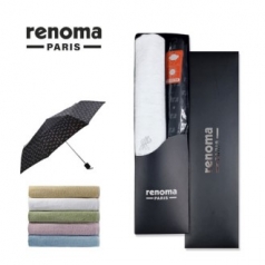 레노마 renoma 3단수동 로고플레이 우산 + 고밀도 특대 자수타올 세트