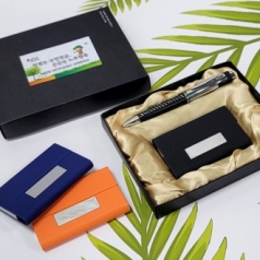 선물세트2종 칼라 명함케이스+가죽 메탈볼펜 USB메모리(8G)