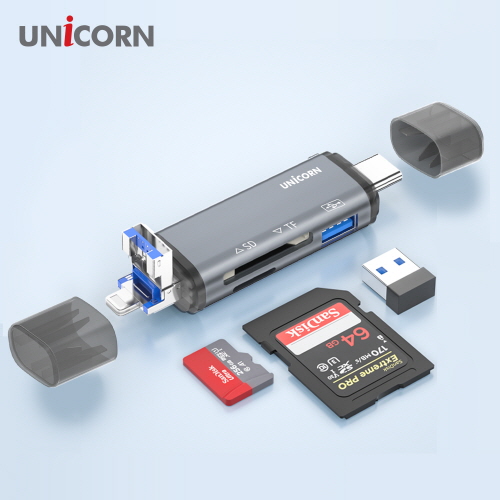 유니콘 OTG멀티카드리더기 A타입/C타입/8핀 USB3.1포트지원 XC-3000M