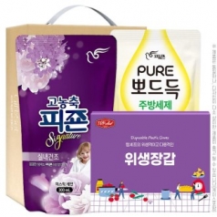 피죤 섬유유연제 + 뽀드득 주방세제 + 정사각 위생장갑 (3종)