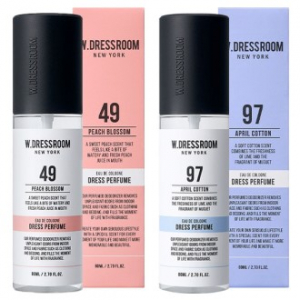 더블유드레스룸 클리어 퍼퓸 80ml 1P / 섬유 탈취제 / 에이프릴코튼 피치블라썸 중 택 1 / 케이스 포함