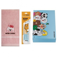 라인프렌즈 브라운앤프렌즈130g 세면타올 카카오프렌즈 치약칫솔 여행용세트
