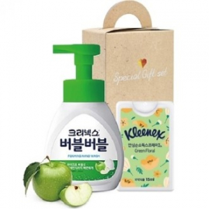 브생건371호 2종세트(크리넥스 버블버블 거품형 핸드워시+안심 손소독 스프레이)