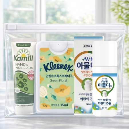 카밀핸드크림+크리넥스 안심소독스프레이+아물디 모기약3종세트(브생건 지퍼백) #2