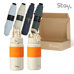 스테이24 스포홀릭텀블러 크림450ml+PGA 친환경그린 3단수동 경량스키니