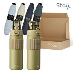 스테이24 스포홀릭텀블러 올리브590ml+PGA 친환경그린 3단수동 경량스키니