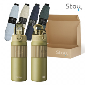 스테이24 스포홀릭텀블러 올리브590ml+PGA 친환경그린 3단수동 경량스키니