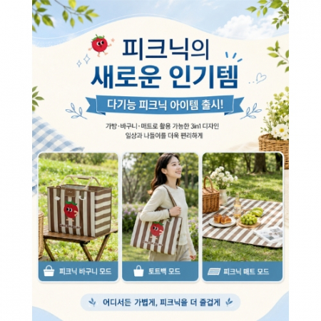 프리미엄 피크닉 보냉가방 매트 겸용(피크닉가방/보냉가방/피크닉매트/접이식매트/캠핑매트/휴대용매트 #2