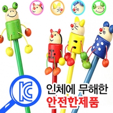 흔들이 캐릭터 목각 연필