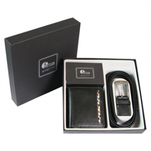 천연 소가죽 중지갑& 자동 벨트 세트 (21401)