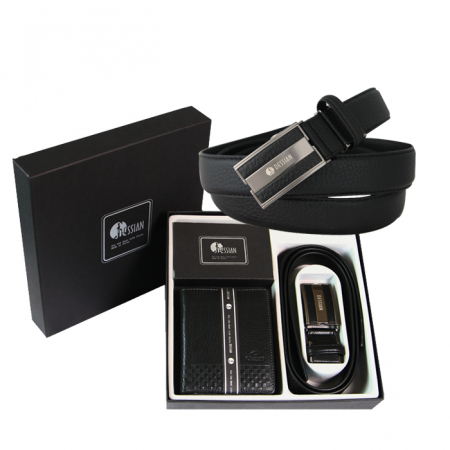 천연 소가죽 중지갑 & 자동 벨트 세트 (22408) #2