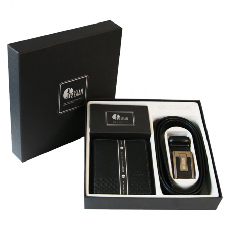 천연 소가죽 중지갑 & 자동 벨트 세트 (22398) #2