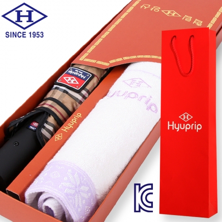 협립 2단선염체크우산+눈꽃타월 세트 #2