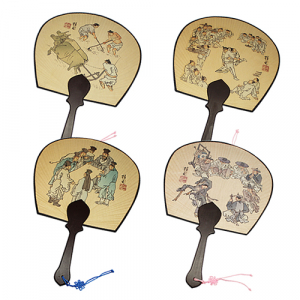 민속선 기성 풍속도 전통 부채 손잡이인쇄