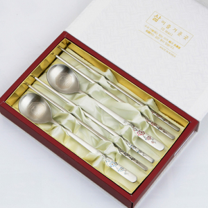 JJ030 제노바 홍, 청매화 샌딩 수저 세트