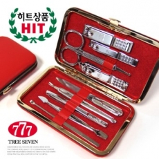 쓰리세븐 TS-3432X 레드, 실버 손톱깎이 세트