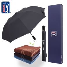 PGA 2단 자동 로고 바이어스 우산 + 170g 죽사 타올세트