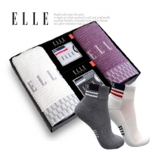 엘르 골프 스포츠 양말 2족 + 라벤더 세면 타올 2매 세트