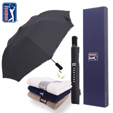 PGA 2단 로고 바이어스 우산 + 130g 면사 타올 우산 선물세트