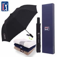 PGA 2단 엠보 선염 우산 + 130g 면사 타올 우산 선물세트