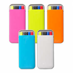 사각 뉴디럭스 5P 세트 (흑, 청, 적, 볼펜+샤프+형광펜)