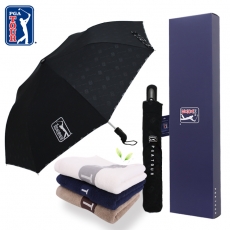 PGA 2단 엠보 선염 바이어스 완전자동 우산 + 130g 세면타올세트