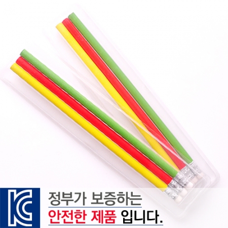 [국산]투명사각H무지개A연필3P세트 #3