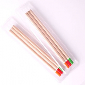 원목 컬러 원형 미두 연필 투명 사각 케이스 3P세트