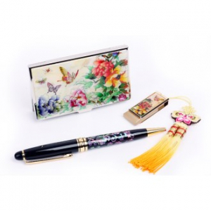 USB고급 자개 볼펜 3종 세트 나비목단백 8G