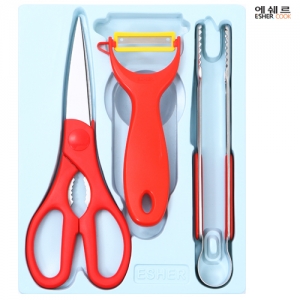 에쉐르 편한 가위+프레쉬 야채칼+집게 3종세트