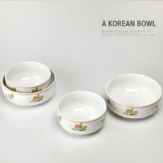 화목 공기+대접 4p 세트 // 국산