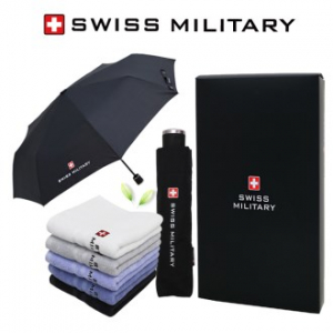스위스밀리터리 3단 수동무지 우산 + 140g 슈프림 면사 타올세트