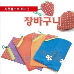 시장가방 딸기 장바구니, 물고기, 강아지, 꽃무늬, 체크장바구니 37*52cm