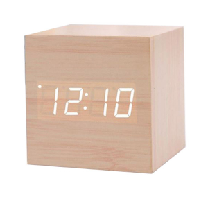 우드타입 LED 탁상용 미니시계 (화이트) / 정사각 / 알람