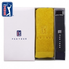 PGA 3단 수동 로고 바이어스 우산 + 170g 면사 타올세트