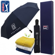 PGA 3단 70 무지 완전 자동우산 + 170g 면사 타올세트