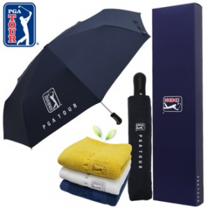 PGA 3단 70 무지 완전 자동우산 + 170g 면사 타올세트