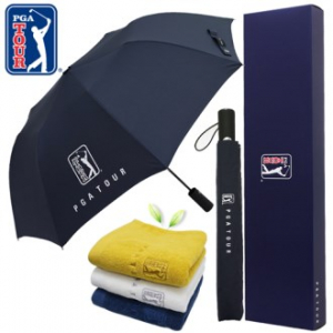 PGA 2단 자동 무지 우산 + 170g 면사 타올세트