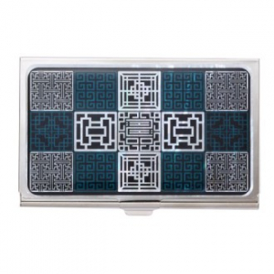 창살문 그린 자개 명함케이스 전통 기념품