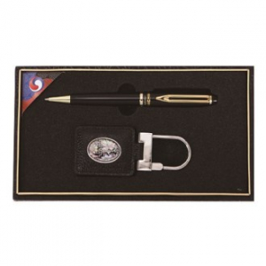 워터펜 블랙 볼펜+보상화 타원 자개 가죽 열쇠고리